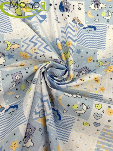 Ситец голубой/мишки