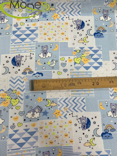 Ситец голубой/мишки фото 4