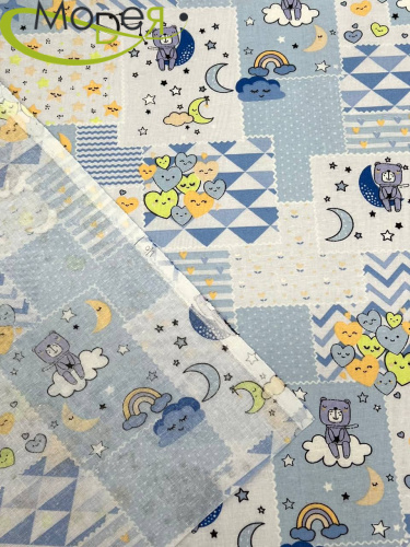 Ситец голубой/мишки фото 3